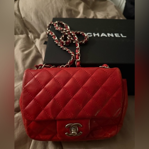 Chanel Lambskin Quilted Mini Square Flap Red - Picture 2 of 9
